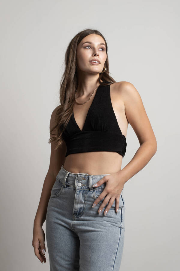 Maybe This Is Right Black Plunging Crop Top