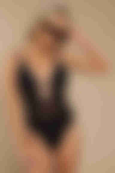 Mesh Around Corset One Piece Swimsuit - Black