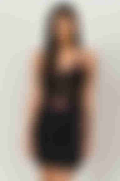 Mia Lace Bustier Mini Dress - Black