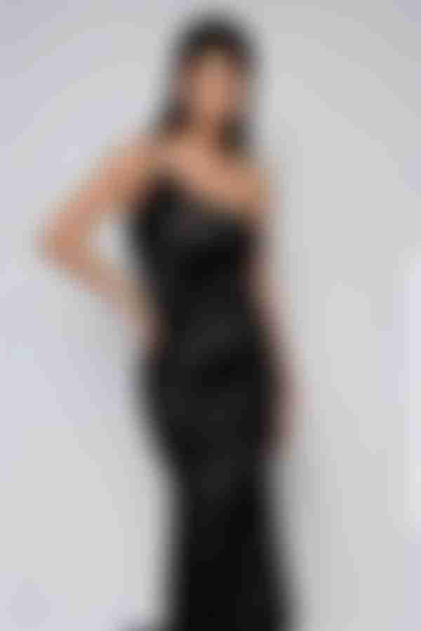 Midnight Bloom Floral Velvet Maxi Dress - Black