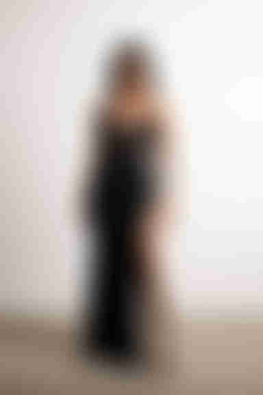 Midnight Hour Black High Slit Mesh Paneled Maxi Dress