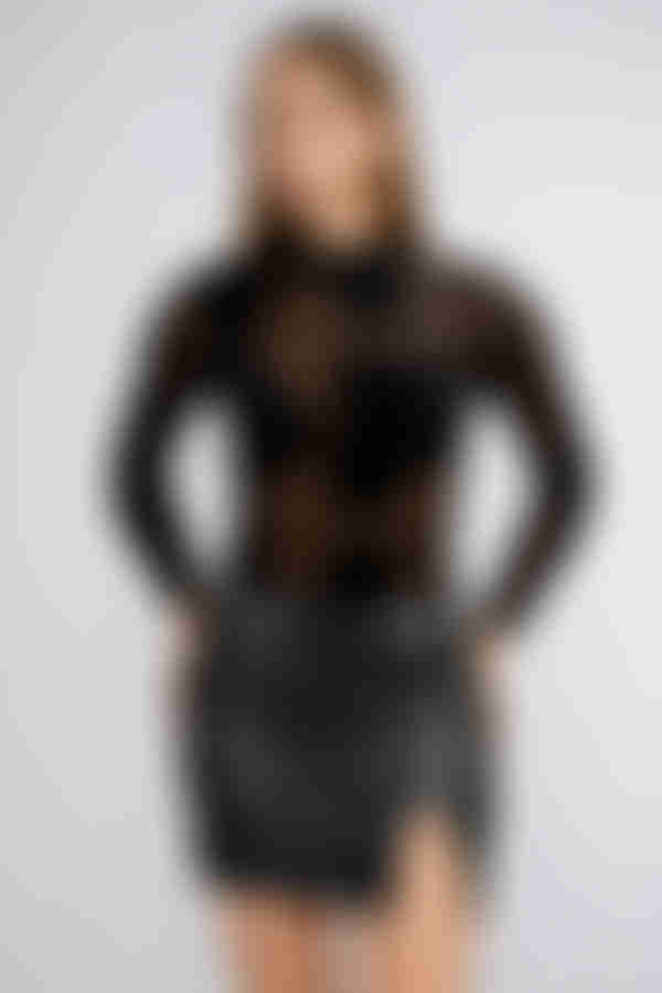 Midnight Maze Sheer Bodysuit - Black