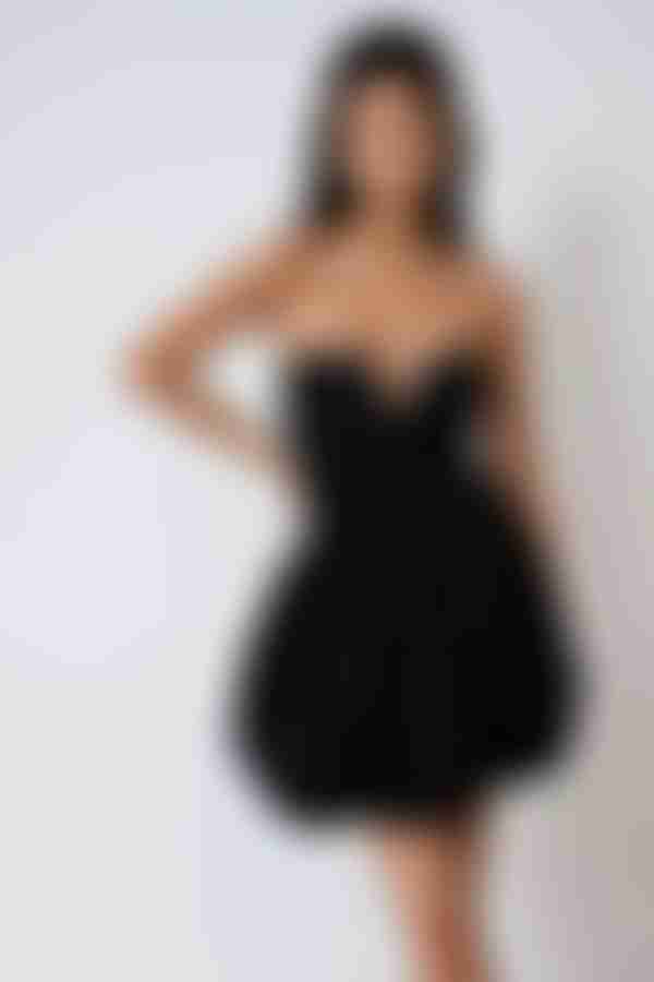 Mirror Ball Strapless Corset Mini Dress - Black