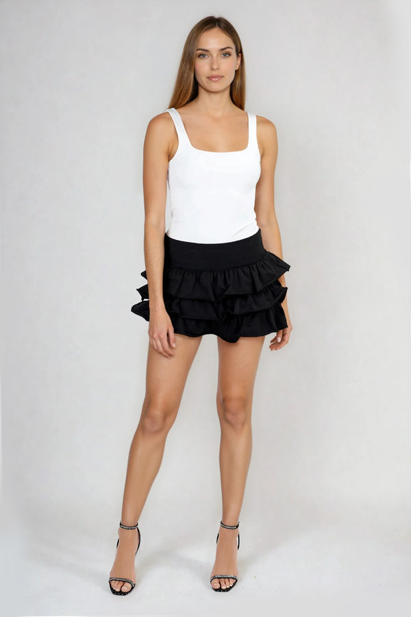 Mood Ready Multi TIered Mini Skort - Black