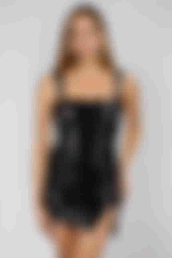 Move Spark Square Neck Sequin Mini Dress - Black