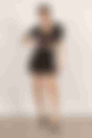 Delphine Ruched Mini Skirt - Black Multi