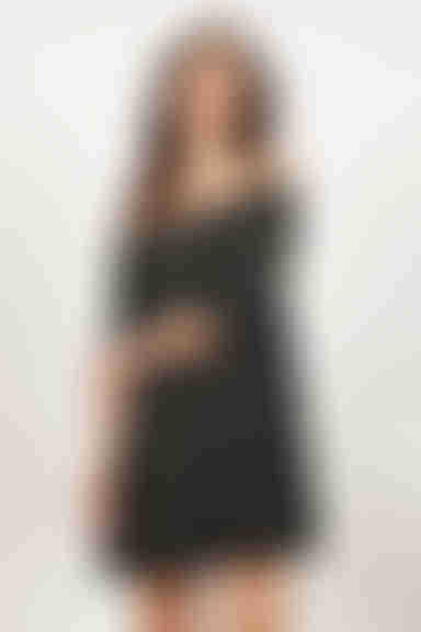 Olly Off The Shoulder Shift Mini Dress - Black