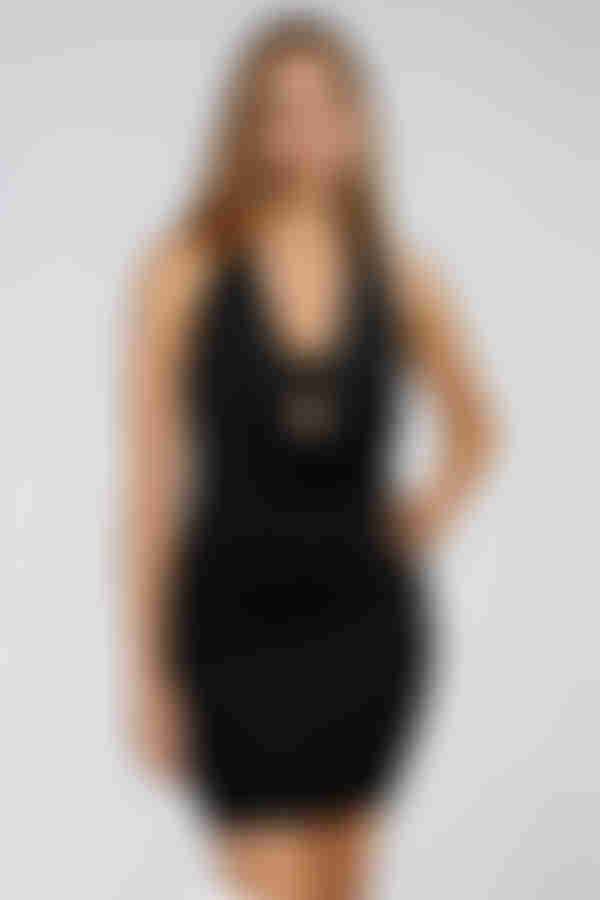 Playful Affair Halter O-Ring Bodycon Mini Dress - Black