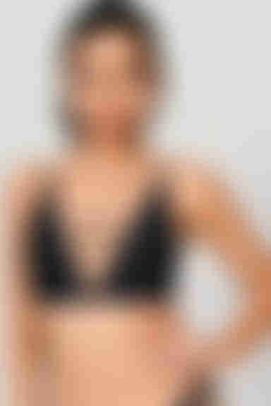 Power of Love Triangle Cutout Bikini Top - Black