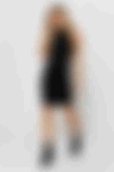 Ring Me Ribbed Knit Halter Mini Dress - Black