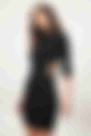 Sassy Side Ribbed Cutout Mini Dress - Black