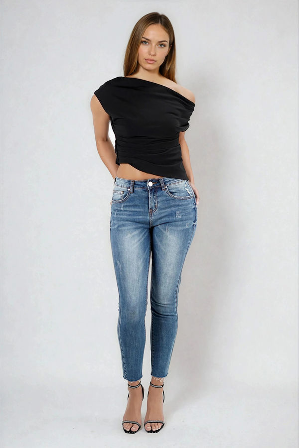 Simply Posh One Shoulder Top - Black