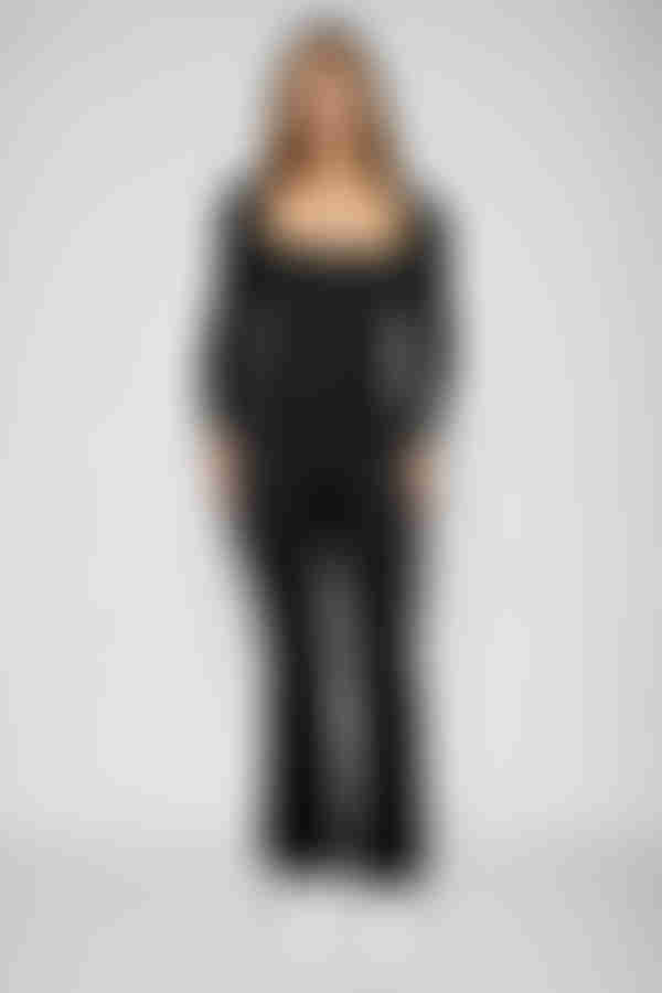 Slay Fit Long Sleeve Square Neck Jumpsuit - Black