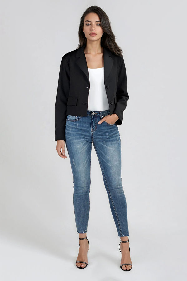 Soft Escape Boxy Cropped Blazer - Black