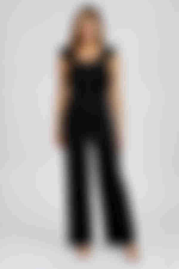 Step Into Glow Ruffled Jumpsuit - Black