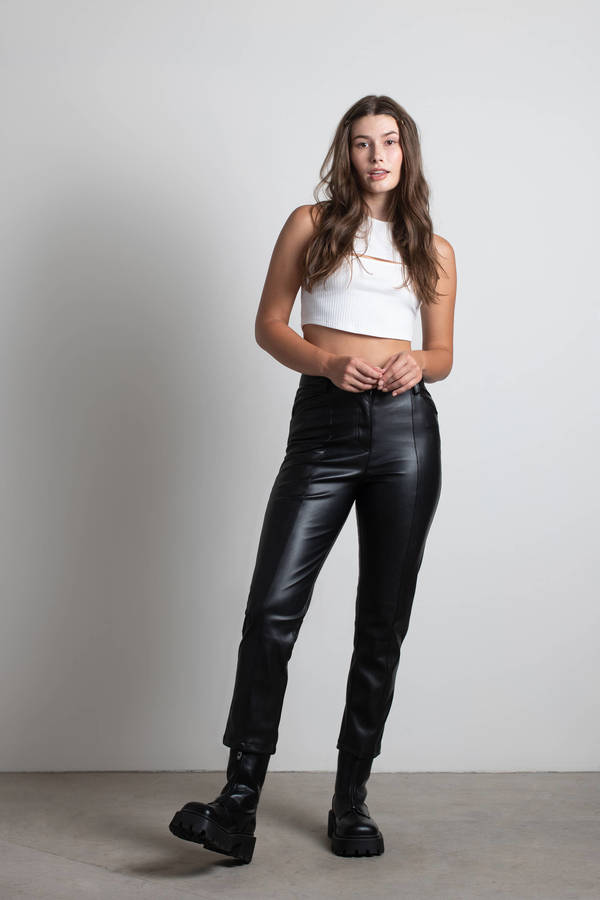 Time It Right Black Faux Leather Crop Pants