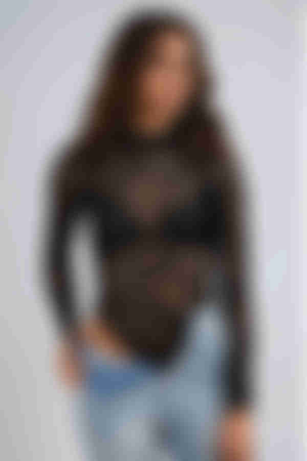 Vivid Trace Long Sleeve Bodysuit - Black