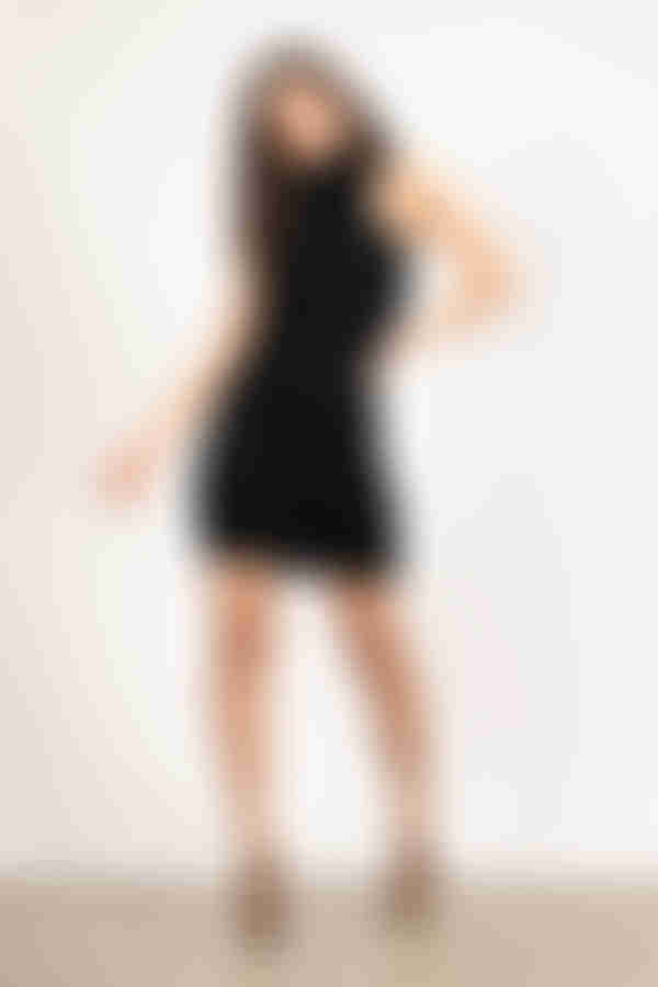 Warmer Nights Turtleneck Cutout Mini Dress - Black