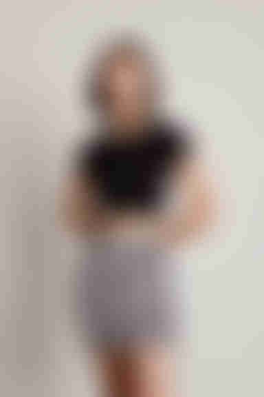 Blend In Cutout Mini Skirt - Black & White