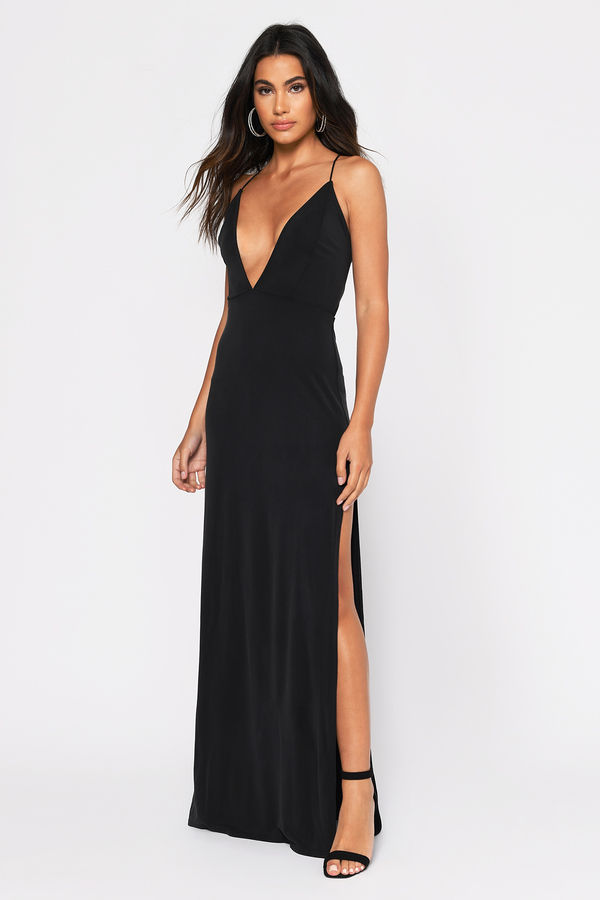 Wild One Black Plunging Maxi Dress