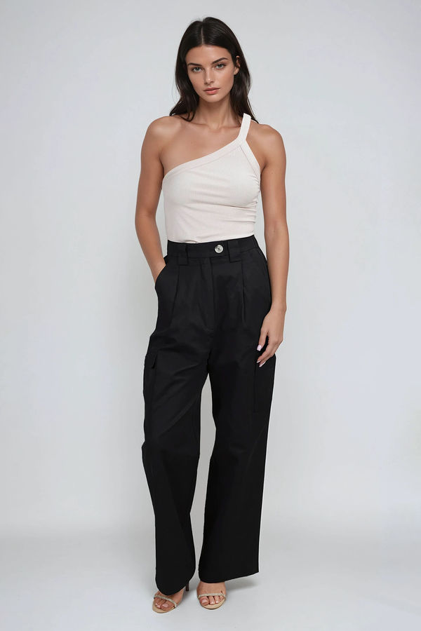 Work the Edge High Waisted Wide Leg Trouser - Black