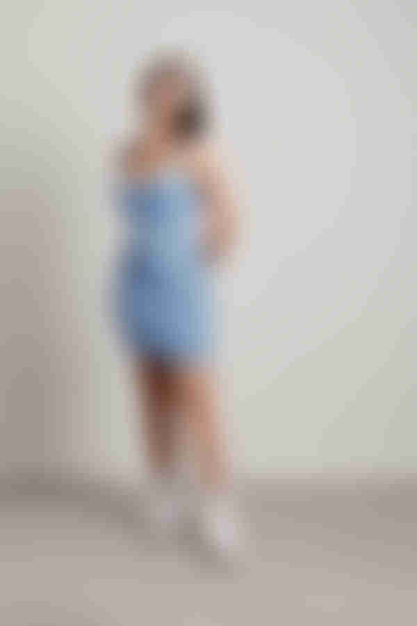 Christen Double Strap Ribbed Mini Dress - Blue
