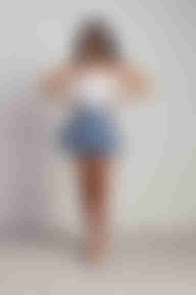 Gabriel Scallop Hem Shorts - Blue