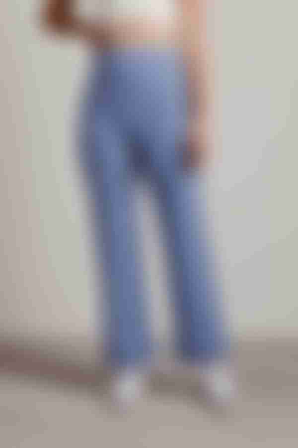 Hold Back Ribbed Knit Pants - Blue