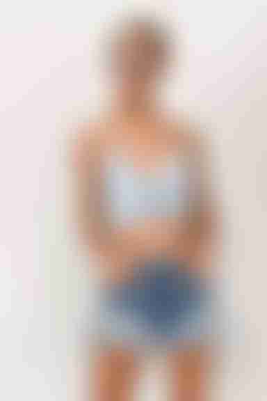 Just Right Lace Up Top - Blue