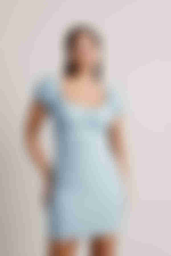 Leila Puff Sleeve Bodycon Mini Dress - Blue