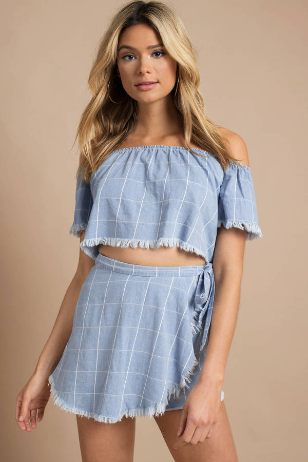 Show Me Your Mumu Millie Blue Multi Chambray Crop Top