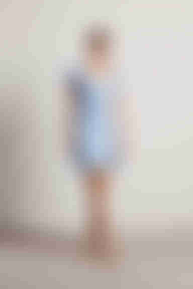 Namuro Smocked Puff Sleeve Mini Dress - Blue