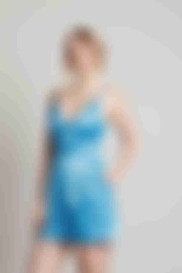 Serena Satin A-line Mini Dress - Blue