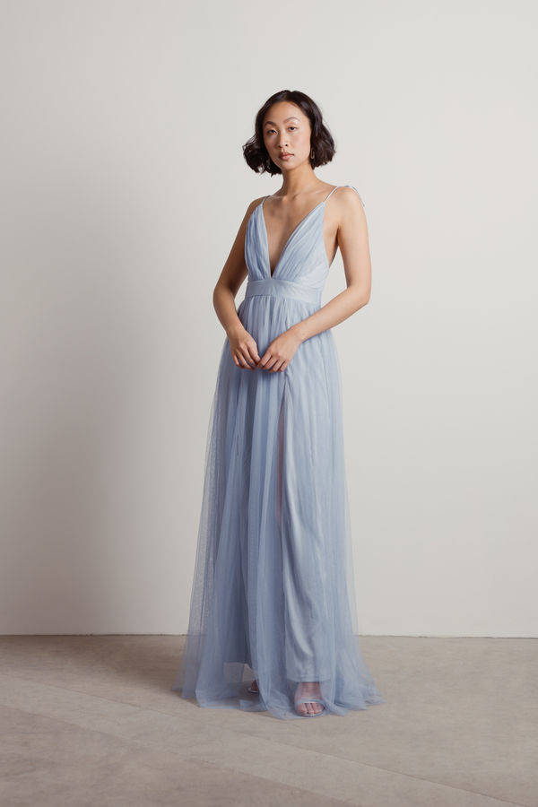 Slay The Night Blue Mesh Maxi Mother Of The Bride & Groom Dress