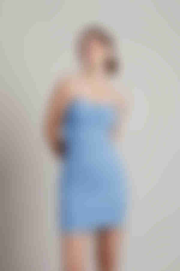 Wondering Ruched Bust Cami Mini Dress - Blue