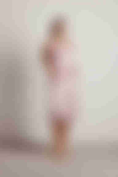 Maddy Satin Slit Midi Dress - Blush