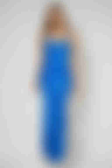 Bold Presence Cowl Satin Maxi Dress - Bright Blue