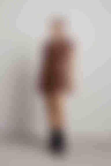 Late To Class Collared Ribbed Mini Dress - Brown