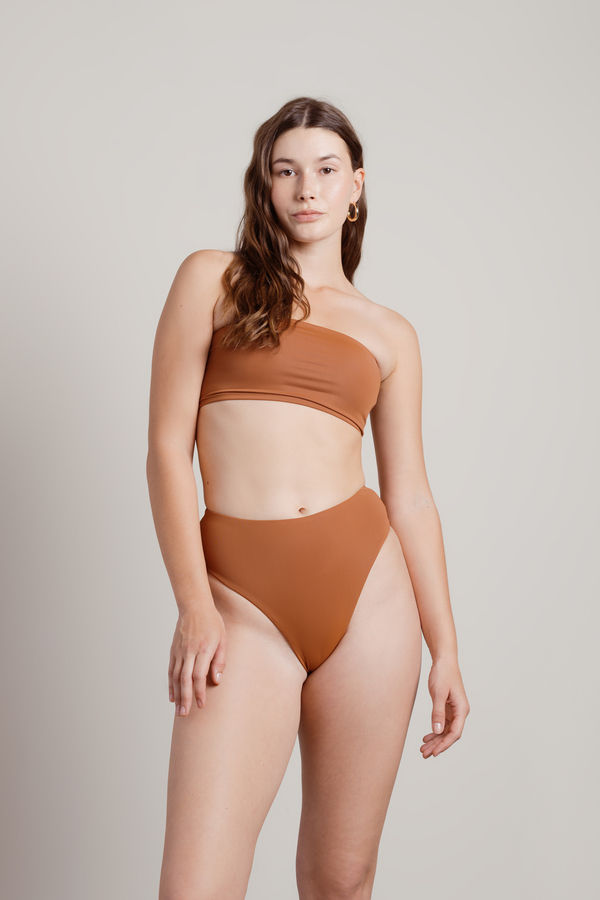 Seaside Brown Bandeau High Waist Bikini Set