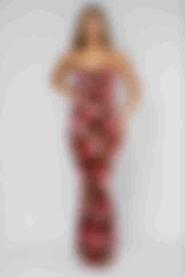 Soft Sunshine Floral Back Slit Maxi Dress - Brown