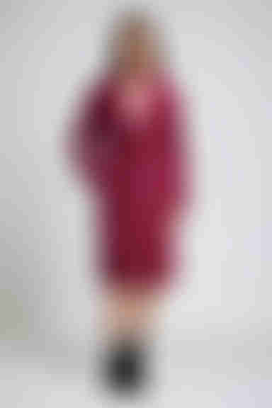 Bordeaux Charm Longline Notch Lapel Coat - Burgundy