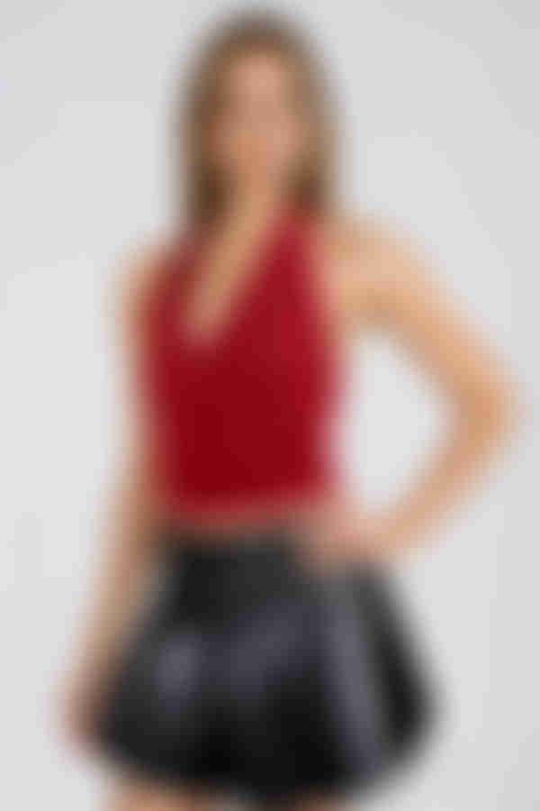 Season of Blooms Lace Halter Top - Burgundy