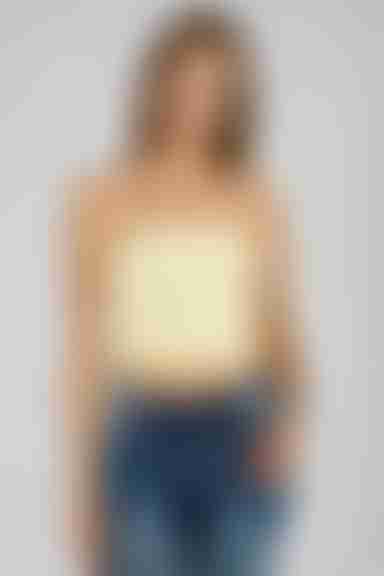 Act Cute Strapless Stripe Crop Top - Butter Yellow