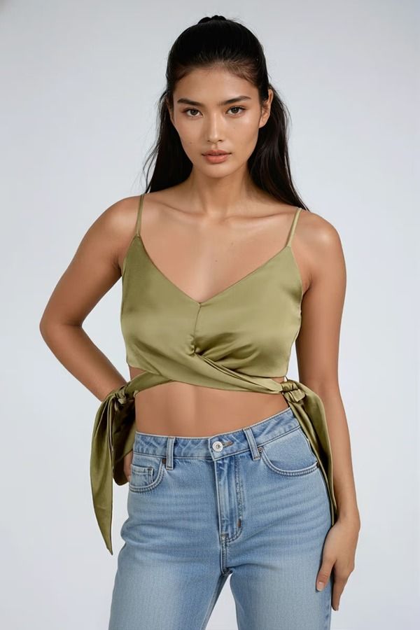 Lush Charm Satin Cami Top - Capers