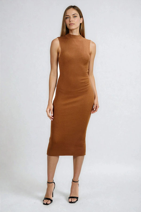 Wink Back Open Back Knit Midi Dress - Cappucino