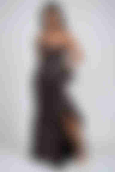 Scarlet Spell One Shoulder Ruffle Maxi Dress - Chocolate