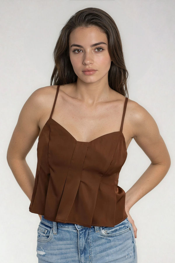 Meant To Shine Satin Cami Top - Cocoa