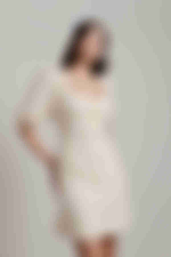 Amber Button Up Skater Mini Dress - Cream