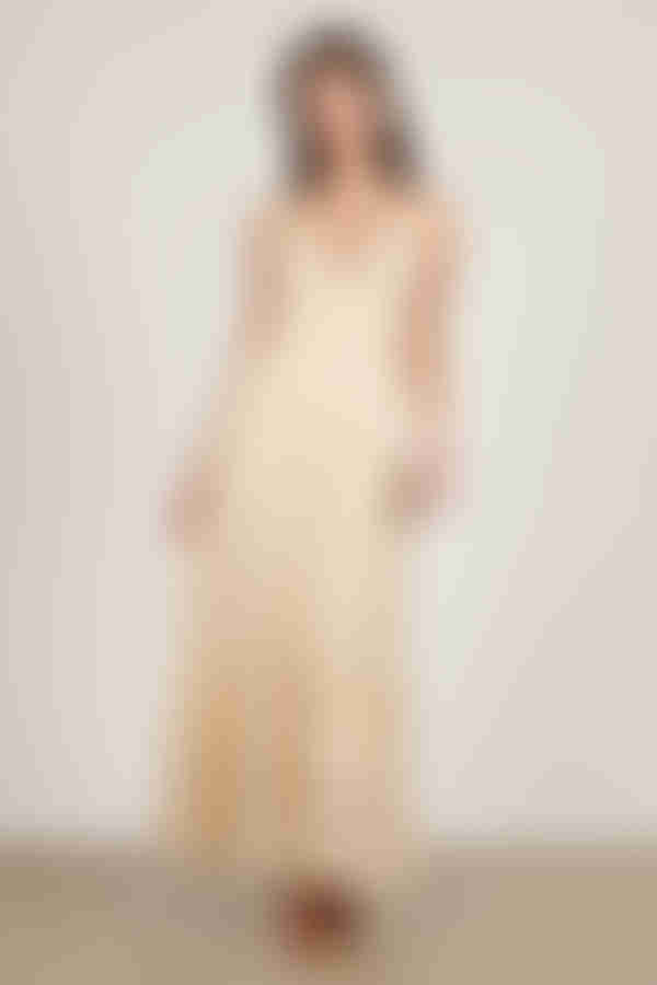 Valence Lace Ruffle Maxi Dress - Cream