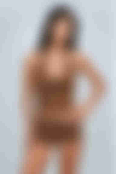 Gentle Rebel Lace Up Halter Top and Shorts Set - Dark Chocolate